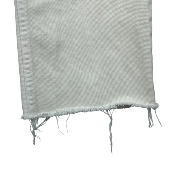 Reformation Fawcett Crop Wide Leg Jeans Size 24 Ivory Raw Hem - Picture 5 of 11